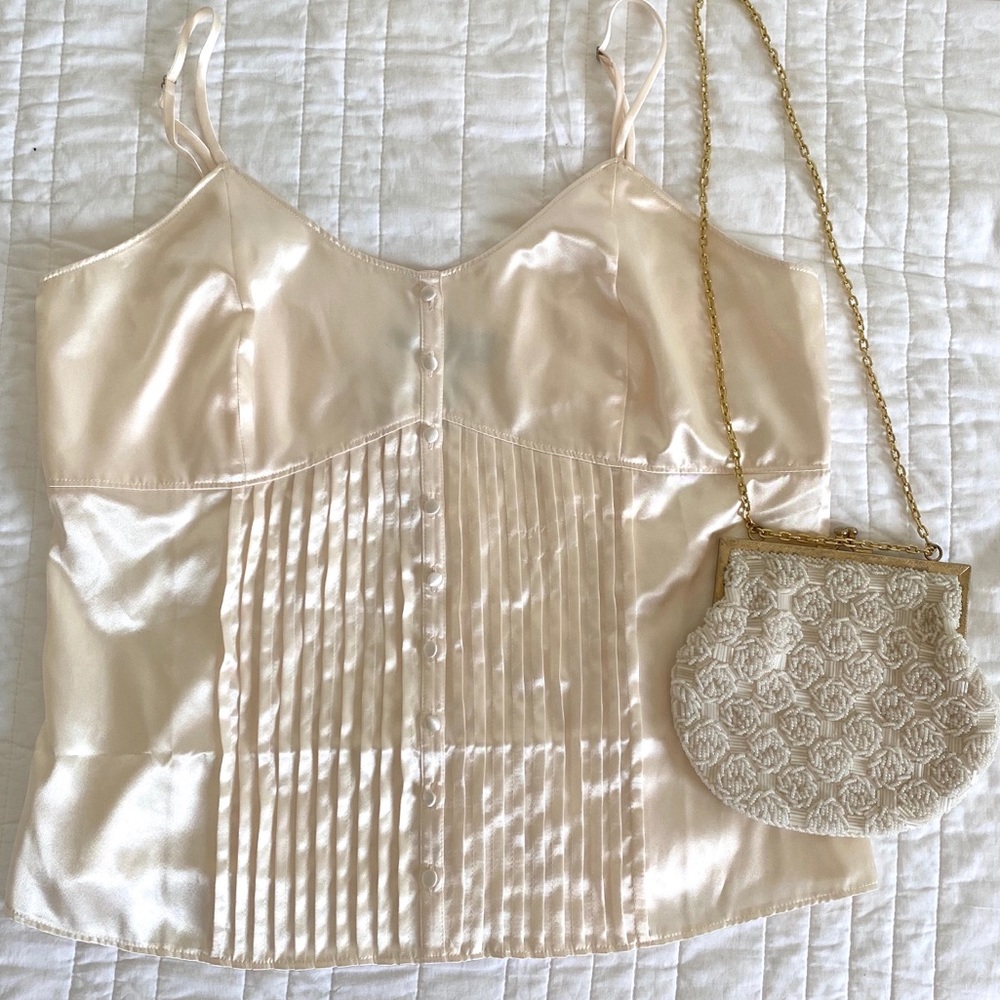 NWT Vintage Cream Corset-Like Tank Blouse